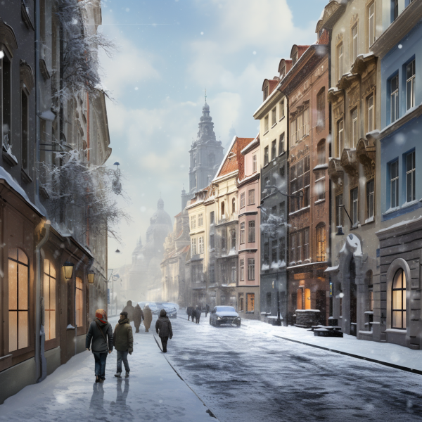 Who is responsible for the snow falling from the roofs of buildings?